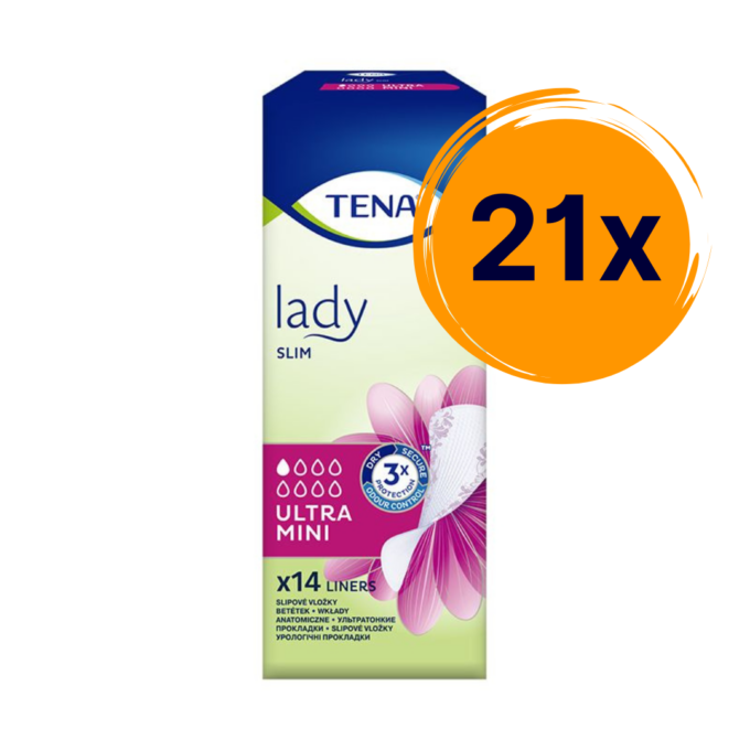 21x Tena Lady Slim Ultra Mini inkontinencia betét